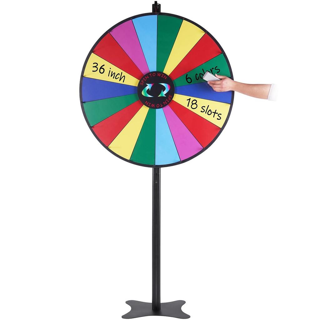 36 inch Spinning Prize Wheel, 18 Slots Spinning Wheel, Roulette Wheel with a Dry Erase and 2 Markers, Tabletop or Floor Standing Win Fortune Spin