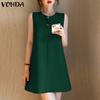 VONDA Летние женские короткие платья с круглым вырезом без рукавов