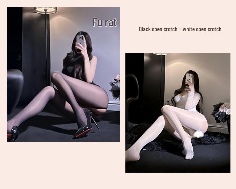 Ультратонкие черные чулки с открытой промежностью - Легко рвутся, Соблазнительные, и Гладкий шелк против зацепок для женщин