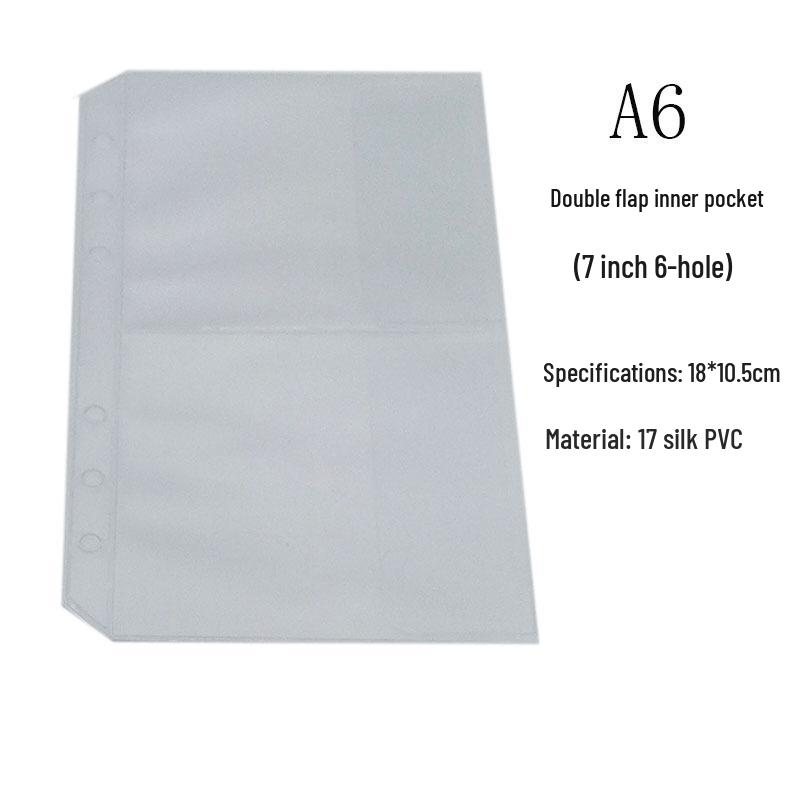 Бюджетный планер формата A5A6 со сменными внутренними листами, карманом на молнии, разделителями, 7-дюймовыми 6-отверстными вкладышами и английскими наклейками.