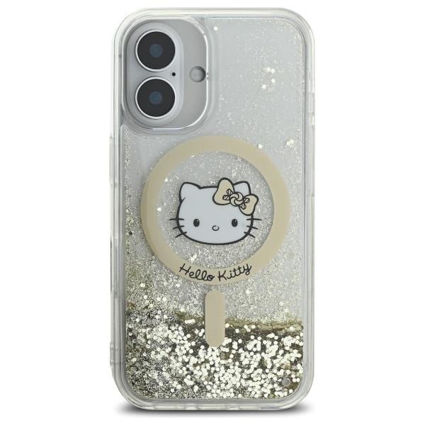 Hello Kitty HKHMP16SLGDIH iPhone 16 6.1" white gold hardcase Liquid Glitter Fever MagSafe