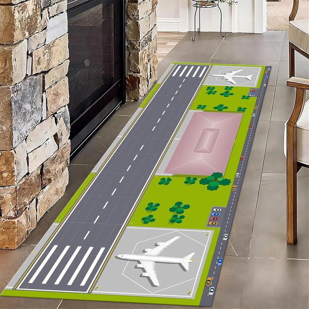 Airplane Runway Long Hallway Rug Runners Airport Aircraft Carpet Pet Friendly Foldable Carpets Resistant Rugs for Bedroom Rugs