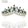 Baroque Retro Gold Color Red Green Crystal Bridal Jewelry Sets Necklace Earrings Tiaras Crown Wedding African Beads Jewelry Set
