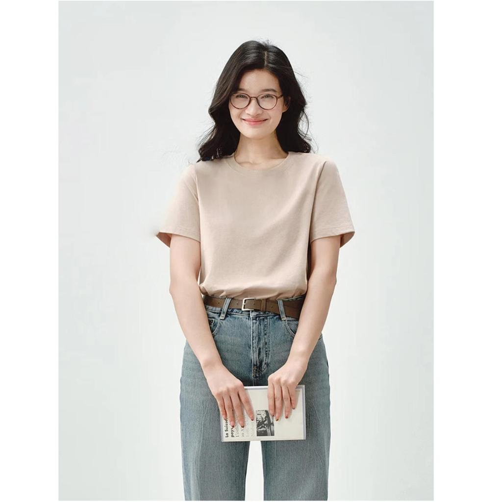 Women's Short Sleeve Pure Cotton Crew Neck T-Shirt, 26 Spring Autumn Women's Base Shirt, Trendy Spring Wear