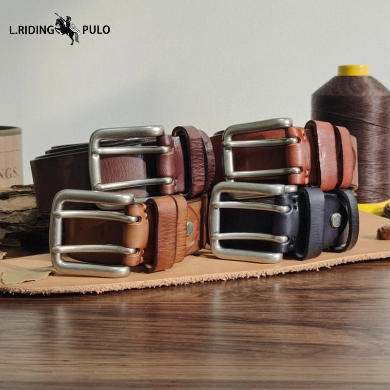 Высококачественный ремень с двойной пряжкой для мужчин, натуральная кожа, верхний слой, чистая коровья кожа, ретро, повседневный ремень