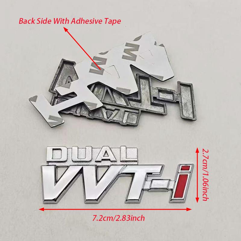 3D Metal Car Sticker Logo DUAL VVT-i Emblem Rear Trunk Fender Badge Decals For TOYOTA Dual VVT-i Camry COROLLA YARiS Rav4 PRIUS