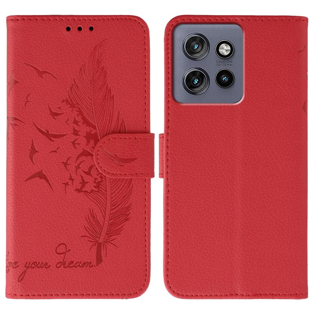 Phone Case For Motorola Edge 50 Neo 5G/Moto S50 5G/ThinkPhone 25 5G Feather Imprint PU Leather Wallet Cover
