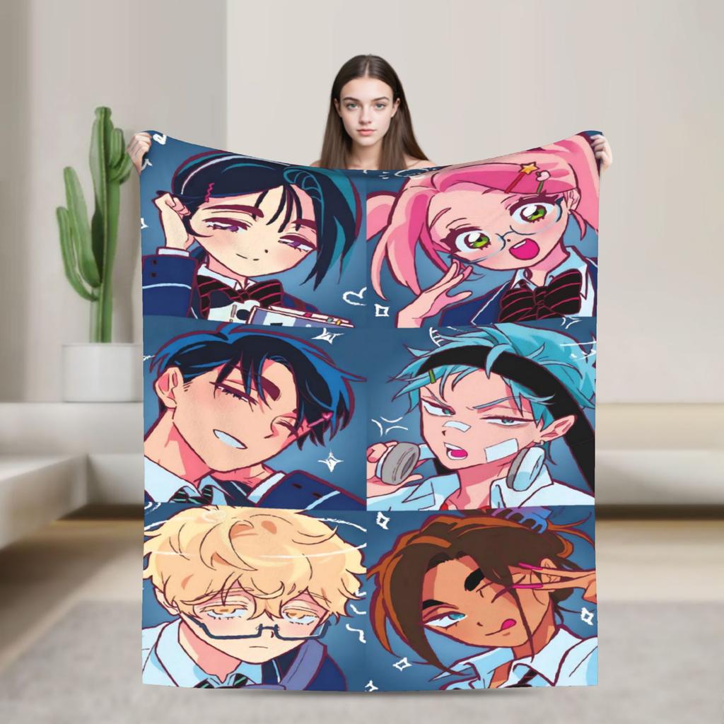 Super Soft Blanket Picnic Kawaii Chibi LUKA Hot Anime ALIEN STAGE Throw Blanket Flannel Bedspread For Bedroom Sofa Bed Cover