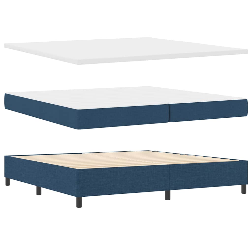 Box Spring Bed with Headboard Blue 200 x 200 cm Fabric