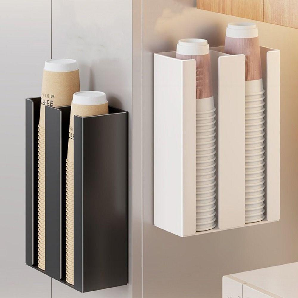 Iron Paper Cup Dispenser Large Capacity Cup Storage Rack Durable Paper Cup Organizer Refrigerator