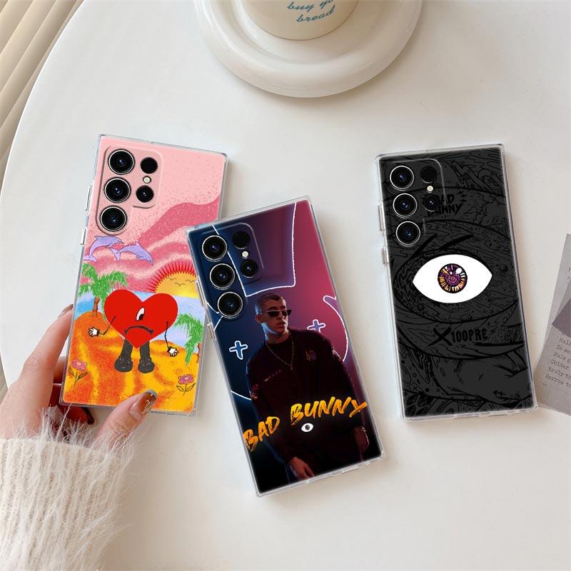 Чехол для телефона Bad Bunny Heart Rabbit X 100pre Для Samsung S24 S23 Ultra S22 S20 Plus S21 FE Прозрачные чехлы Обложка Galaxy S24Ultra Funda