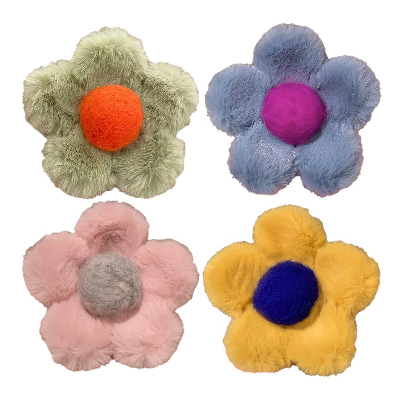 Sweet Flower Hair Clip Girl's Temperament Claw Clip New Plush High Ponytail Claw Clip Fashionable Hair Accessory