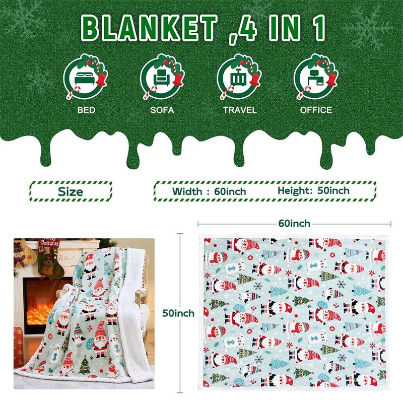 Christmas Throw Blanket Christmas Decorations Gifts For Women Sherpa Flannel Fleece Winter Holiday Blanket For Couch Sofa Bed