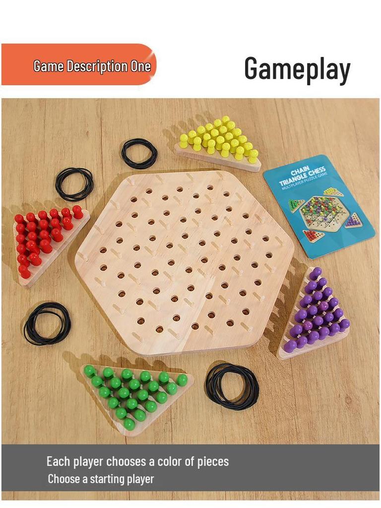 Wooden Geometric Triangle Chess Board – Parent-Child Interactive Educational Game for Kids