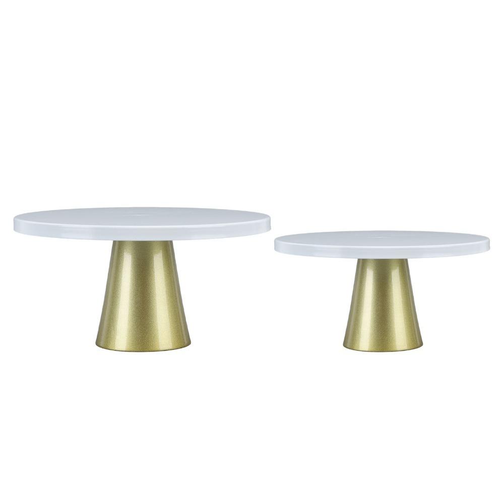 2pcs Iron Cake Stand Set Gold Finish Pedestal Tray Dessert Display Stand Dessert Presentation