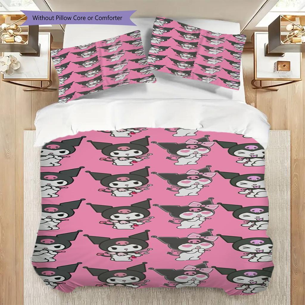 Kuromi'S Heartfelt Adventure Bedding 1 Duvet Cover 2 Pillowcase Without Core Christmas Birthday Gift Duvet Cover And Pillowcase