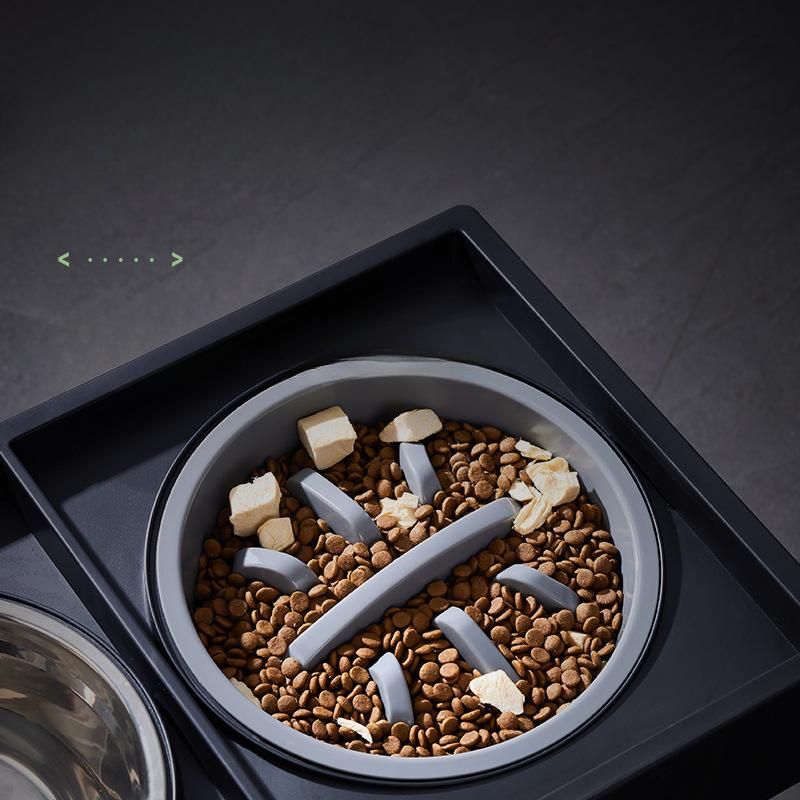 Специальная миска для кормления и поения больших собак, регулируемая миска с высокой посадкой, высококачественная защита шеи, миска из нержавеющей стали для медленного питания