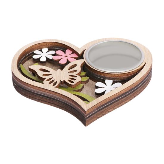 Подсвечник в виде бабочки, резьба по дереву, подставка для свечей в виде сердца, украшение для гостиной, ванной комнаты, центральный элемент стола