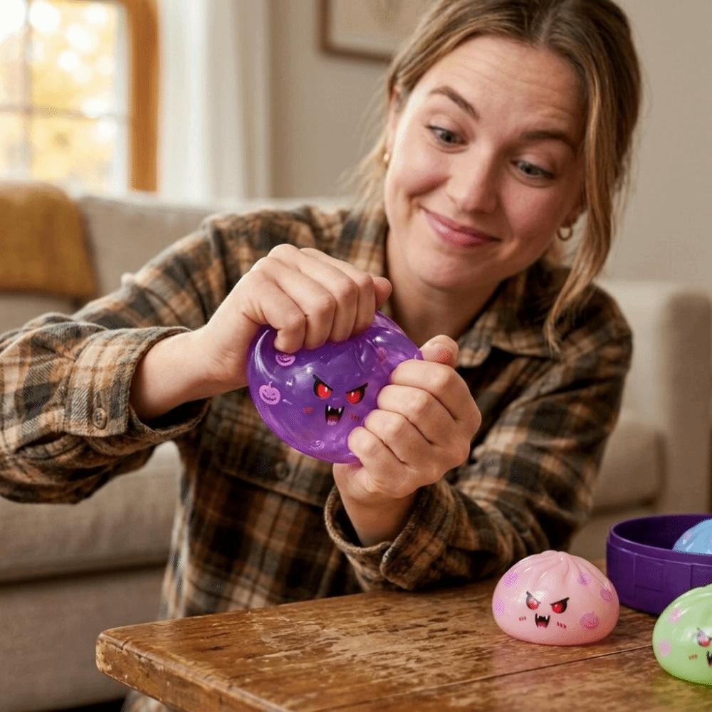 with Steamer Halloween Dumplings Blind Box Squeeze Toy Glitter Squeeze Toy Relaxation Tool