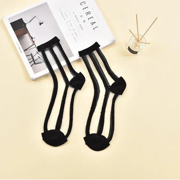 Носки в горошек женские прозрачные кристально-шелковые носки летние ультратонкие дышащие для девочек кавайные милые нейлоновые длинные носки