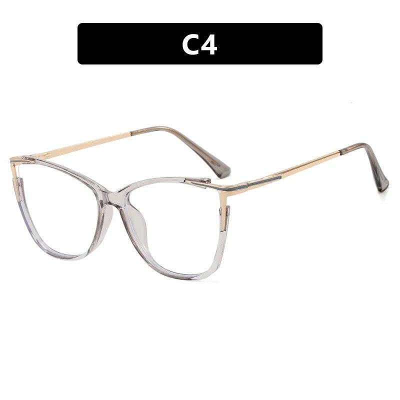 2023 New Fashion Women Anti Light Blue Cat Eye Glasses Frame Retro Hight Quality Luxury Optical Computer Reading Eyeglasses