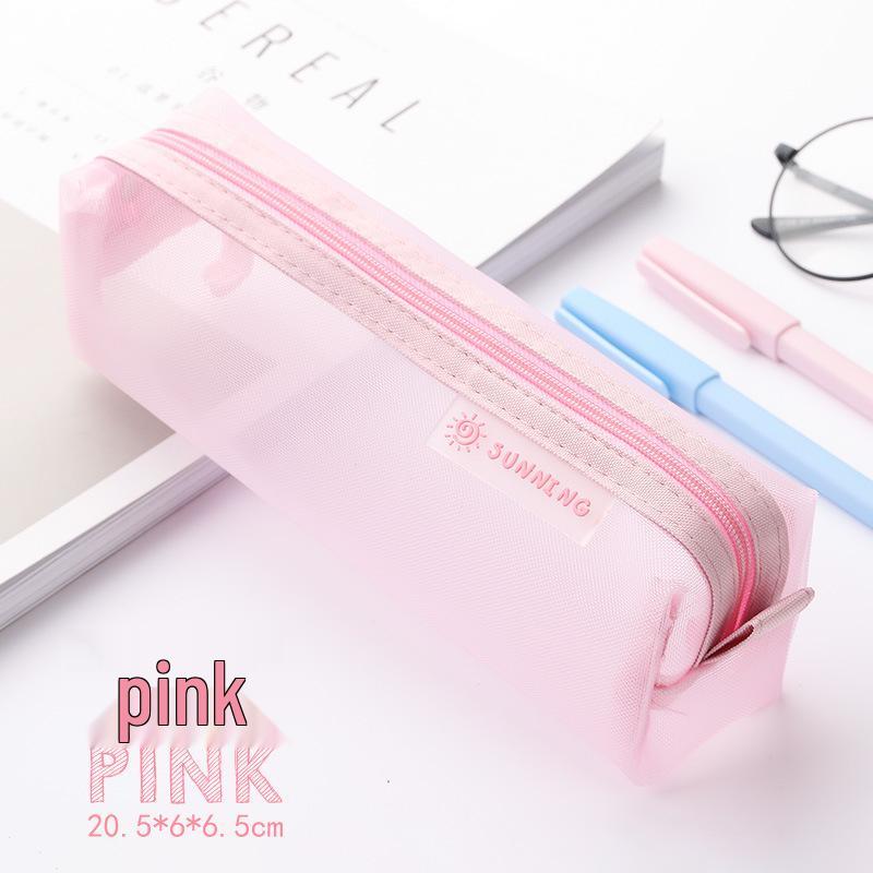 Korean Japanese-Style Transparent Mesh Pencil Case: Cute & Fresh