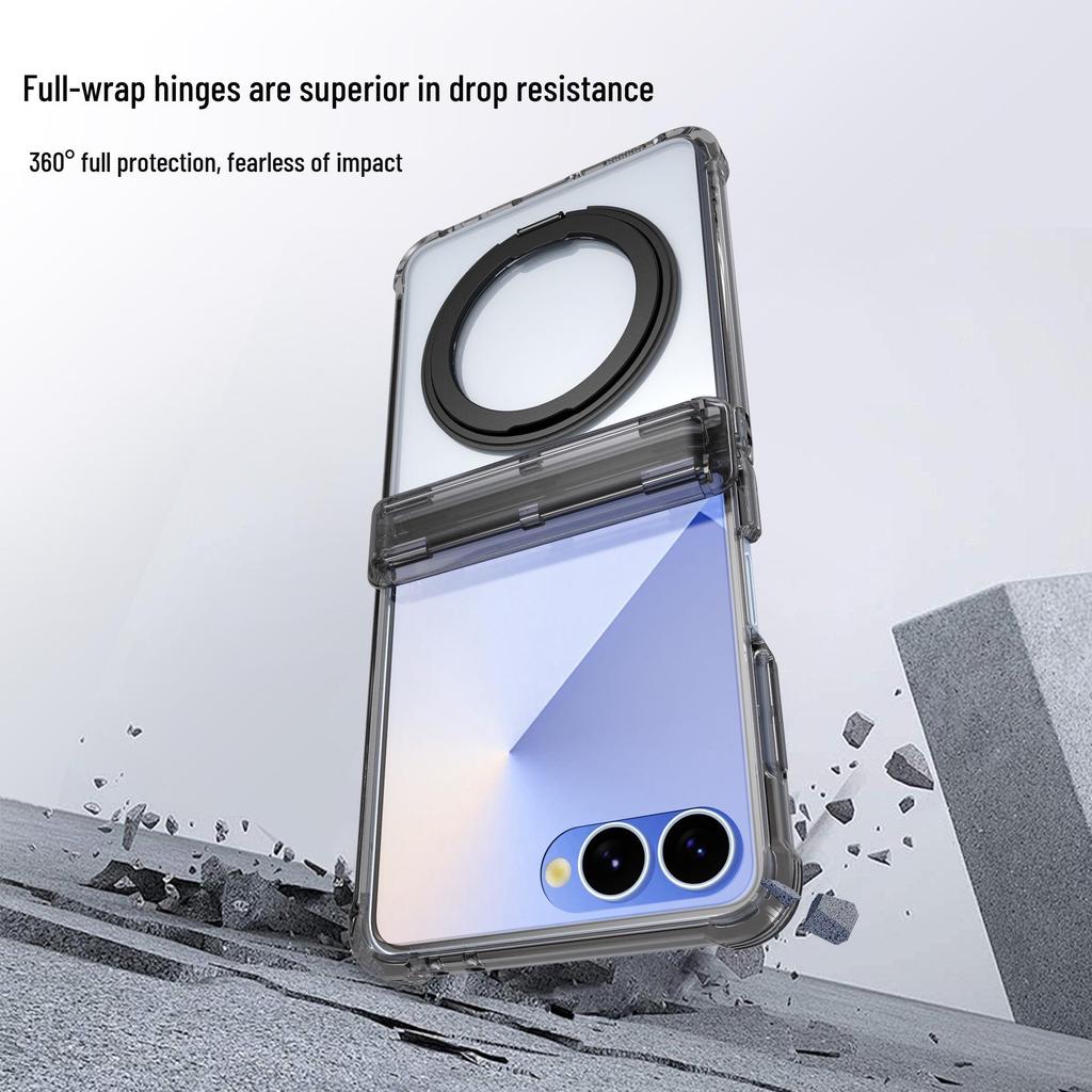 Чехол для Samsung Z Flip7 FE: Защита от падений по углам, Поворотная подставка на 360°, Совместимость с беспроводной зарядкой для Flip6/5