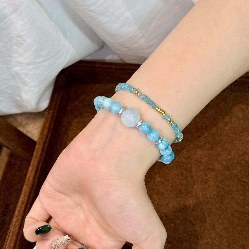 Французский Легкий Роскошный Ретро Высококлассный Браслет из Камня с Морским Узором Нишевый Браслет из Бисера «Облачный Туман» Элегантное Универсальное Ювелирное Изделие для Ношения в Несколько Рядов