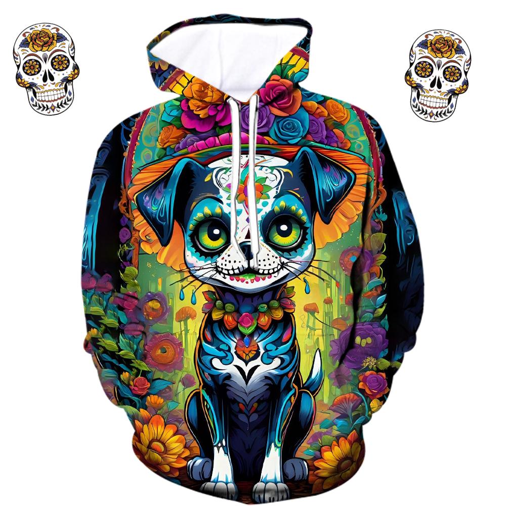 Винтажная мужская толстовка с принтом 3D-черепов, повседневная толстовка с капюшоном, осенне-весенняя свободная одежда, пуловеры с длинным рукавом в стиле Харадзюку