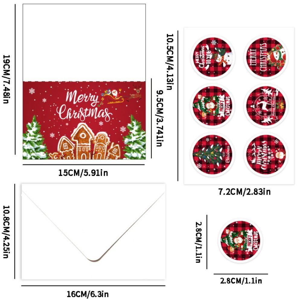 6Pcs Handmade Christmas Greeting Cards with Envelopes Folding Design DIY Xmas Card Cute Exquisite Christmas Gift Card Navidad