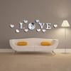 LOVE Letters 3D Wall Clock Modern DIY Large Mirror Acrylic Watch Sticker