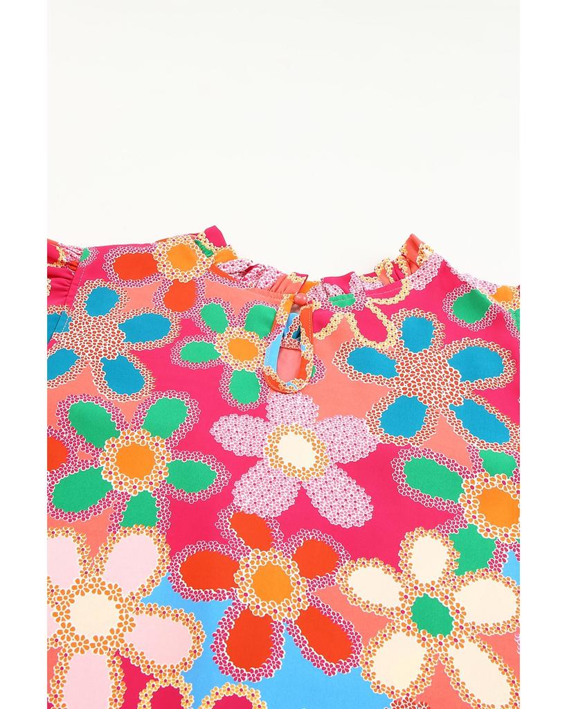 Azura Exchange Floral Print Ruffle Trim Tank Top