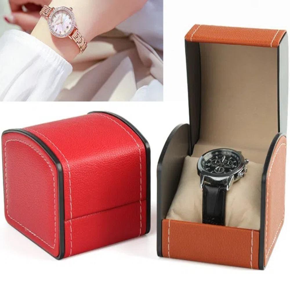 Flip Cover Watch Display Case PU Faux Leather Watch Packaging Box Simplicity Watch Gift Box