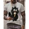 Funny Men's T Shirt Aniaml Cat Print Summer Casual Short Sleeve Tee Street Fashion Crew Neck Pullover Male Oversized Clothing