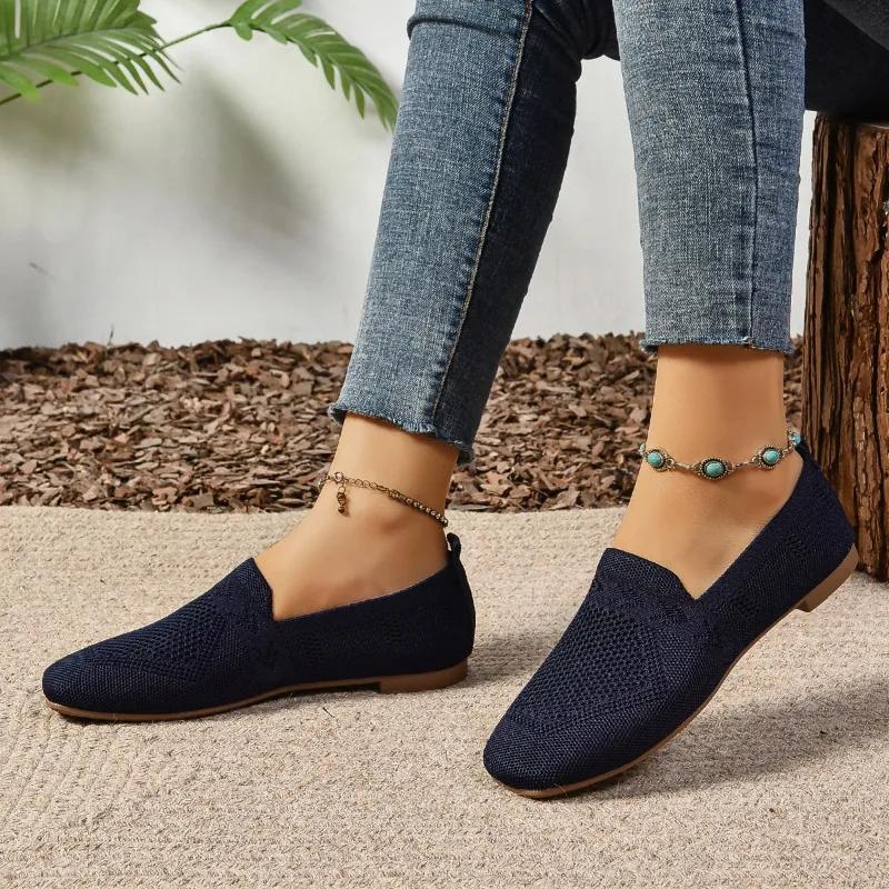 Мода 2024 года, горячая распродажа женской обуви больших размеров, женская вулканизированная обувь, модная повседневная женская обувь без застежек, новые сетчатые кроссовки с круглым носком