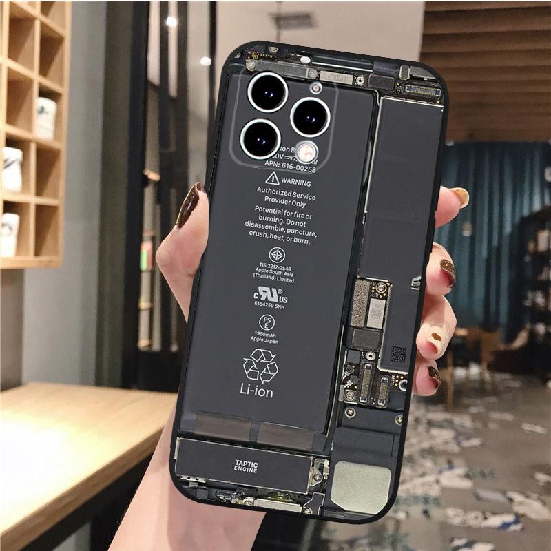 Чехол для телефона для iphone 14 13 12 11 Pro Max XS XR X 12mini 14 Plus SE, аккумулятор, материнская плата, чехол для мобильного телефона, принципиально