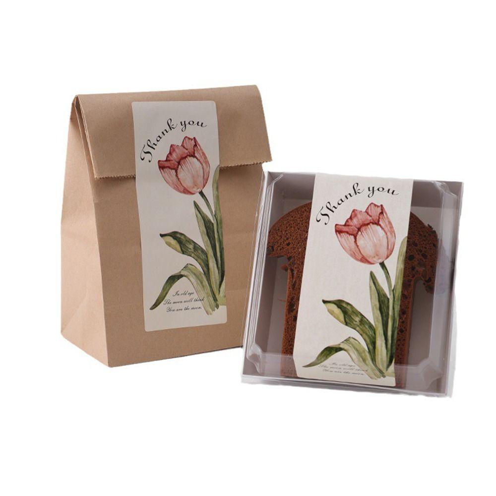 50PCS 6*15cm Thank You Seal Stickers Tulip Flower Floral Tags Package Labels  Online Retails