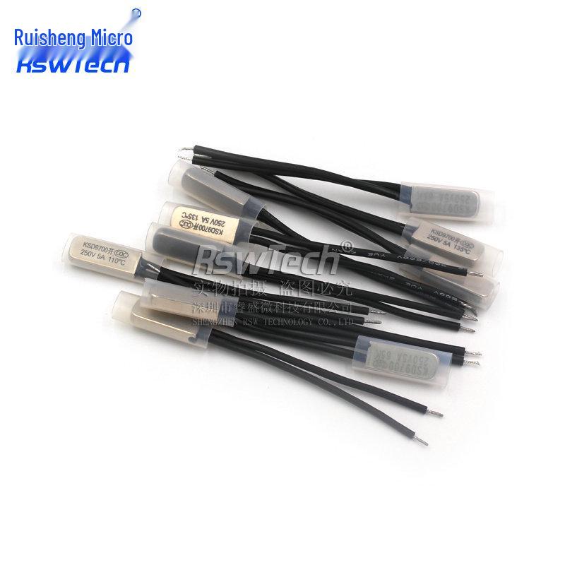 Термозащитный выключатель KSD9700: 5А, Металл, Нормально открытый/закрытый, от 15°C до 155°C.