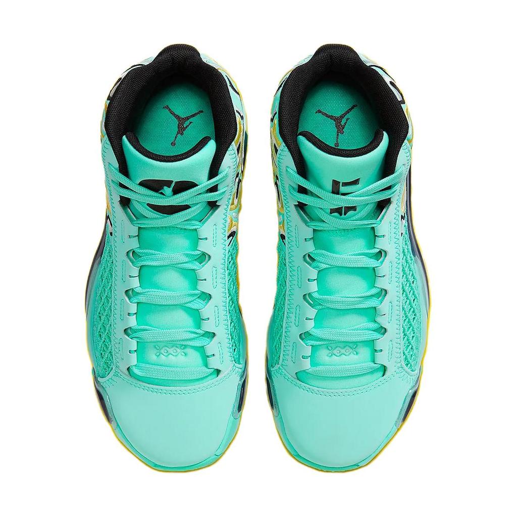 Jordan Air 38 Comfortable Sports Non-Slip Anti-Kick Shock Absorption High-Top Kids Basketball Shoes Kids Sneaker Green Blue Yellow HF7842-300