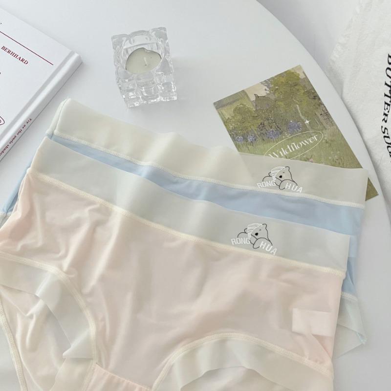 Girl Style Ice Silk Underwear for Women In Summer Thin Cool Breathable Mid Waist Briefs Women's Triangle Panties