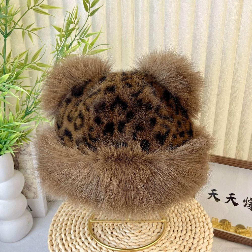 Windproof Panama Cap Thicken Warm Plush Fisherman Hat Cute Plush Scarf  Winter