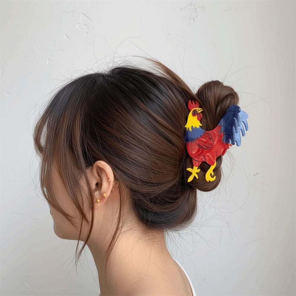 Large Rooster Hair Clip Geometry Cartoon Grab Clip Fashion Acetate Animal Hair Claw Girls