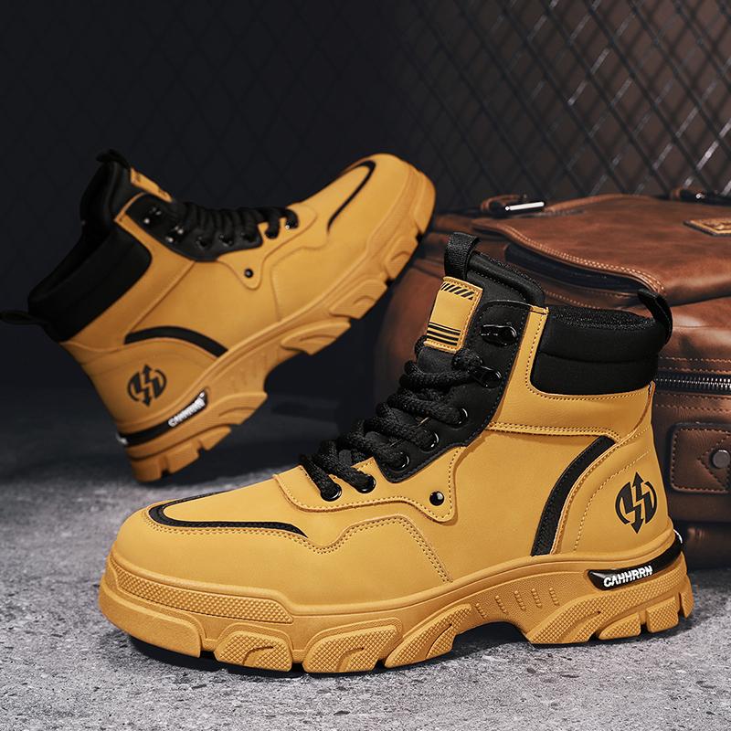 Новые модные осенние и зимние мужские высокие ботинки martin для студентов, трендовые рабочие туфли на мягкой подошве для мальчиков, кроссовки Martin с защитой труда