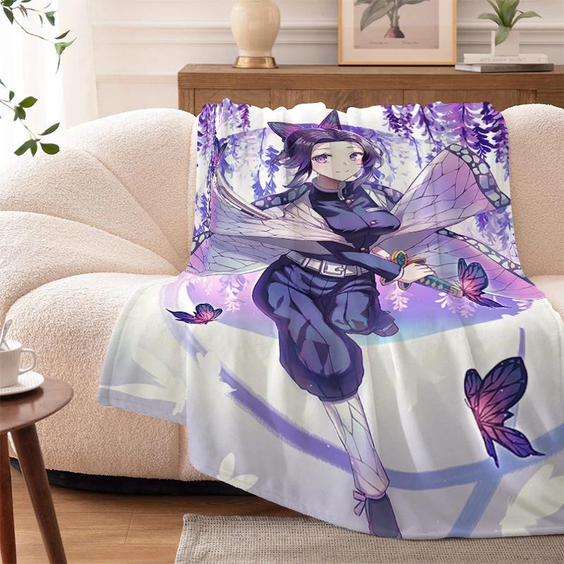 Пледы для дивана на зиму Аниме D-Demons Slayer Теплый на колени Кровать Флис Кемпинг Пушистые Мягкие Пледы Микрофибра Постельное белье Кинг-сайз