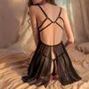 Erotic Women's Hollow Bra Dress Underwear Bow Sexy Lingerie Pajamas Open Back Hollow Out Perspective Sexi Women Sleepwear Red