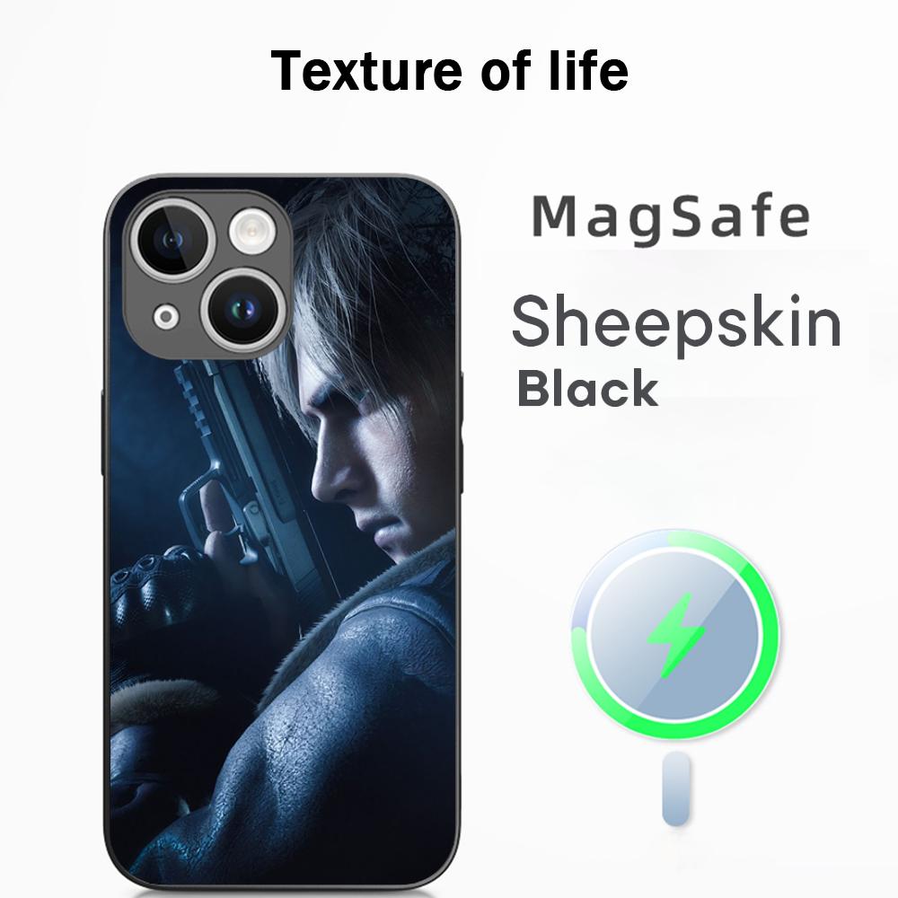 Ада Вонг X Леон горячий игровой плакат Чехол для телефона для iPhone 17 16 15 14 13 12 Plus Pro Max Высококачественная Люксовая Овечья кожа Magsafe