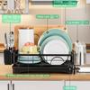 Dish Drying Rack Durable Construction Space-Saving Simple Installation Kitchen Countertop Dish Drainer Utensil Holder