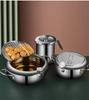 Японская глубокая сковорода с термометром и крышкой, кухонная сковорода-темпура из нержавеющей стали марки 304, 20 кастрюль и сковородок диаметром 24 см