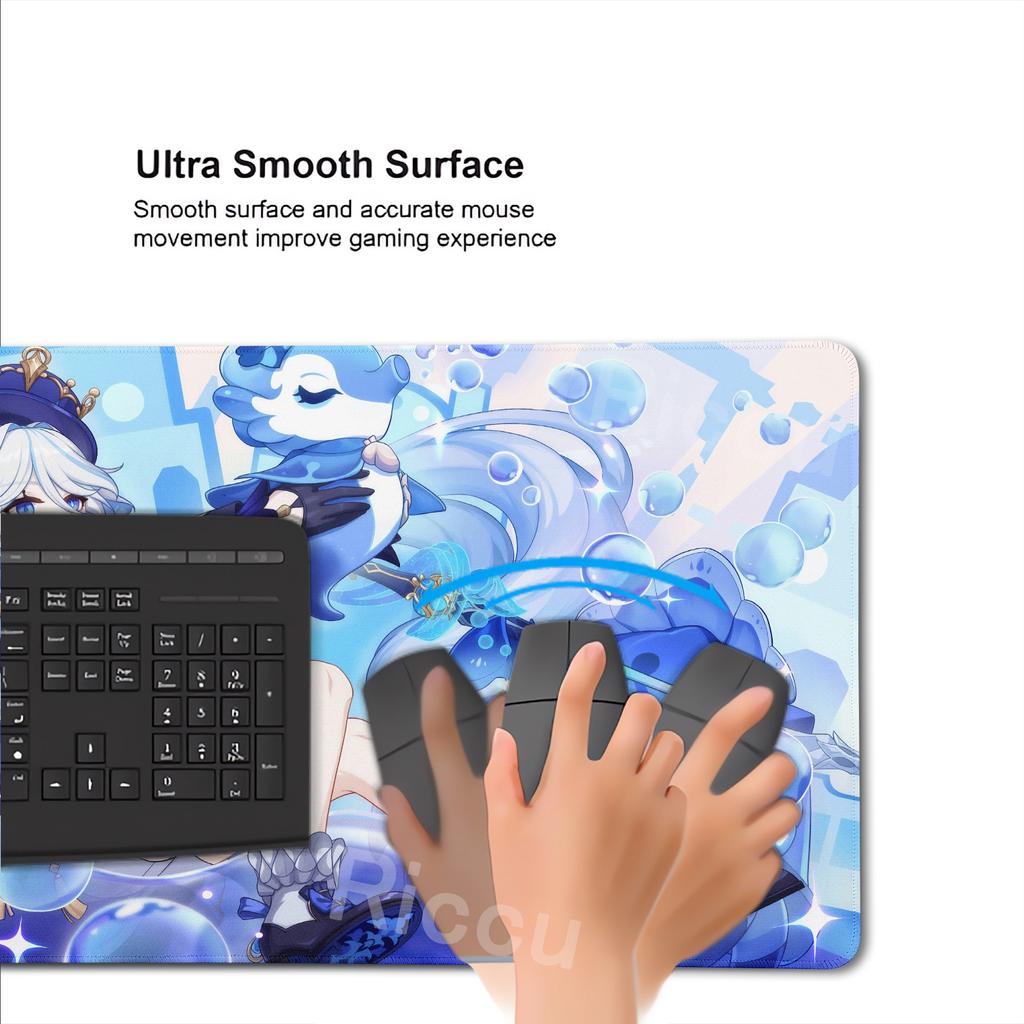 Kawaii Anime Girl Extended Mousepad Furina Genshin Impact PC Professional Desk Mats Non-slip Gamer Aesthetics Table Pad XXL Rugs