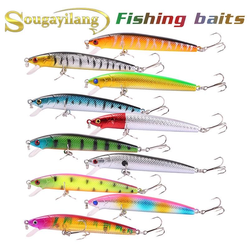 Fishing Lures 10pcs 12CM Artificial Fishing Bait Minnow Lure Treble Hooks Life-like Crankbaits Lures